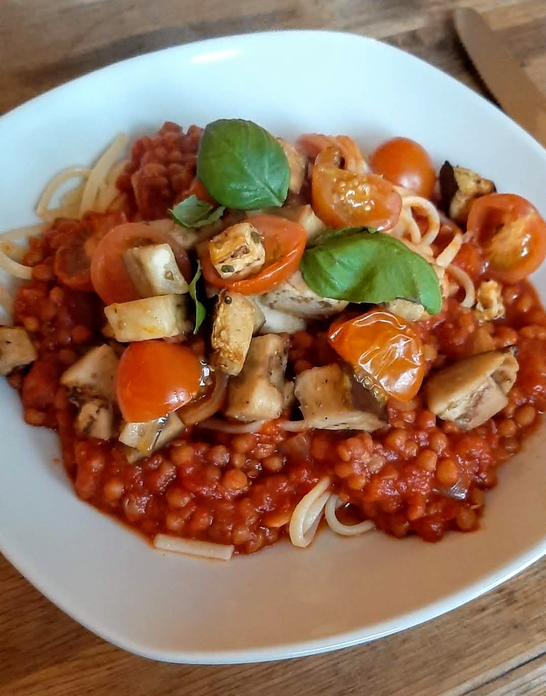 Spaghetti lentil-nese